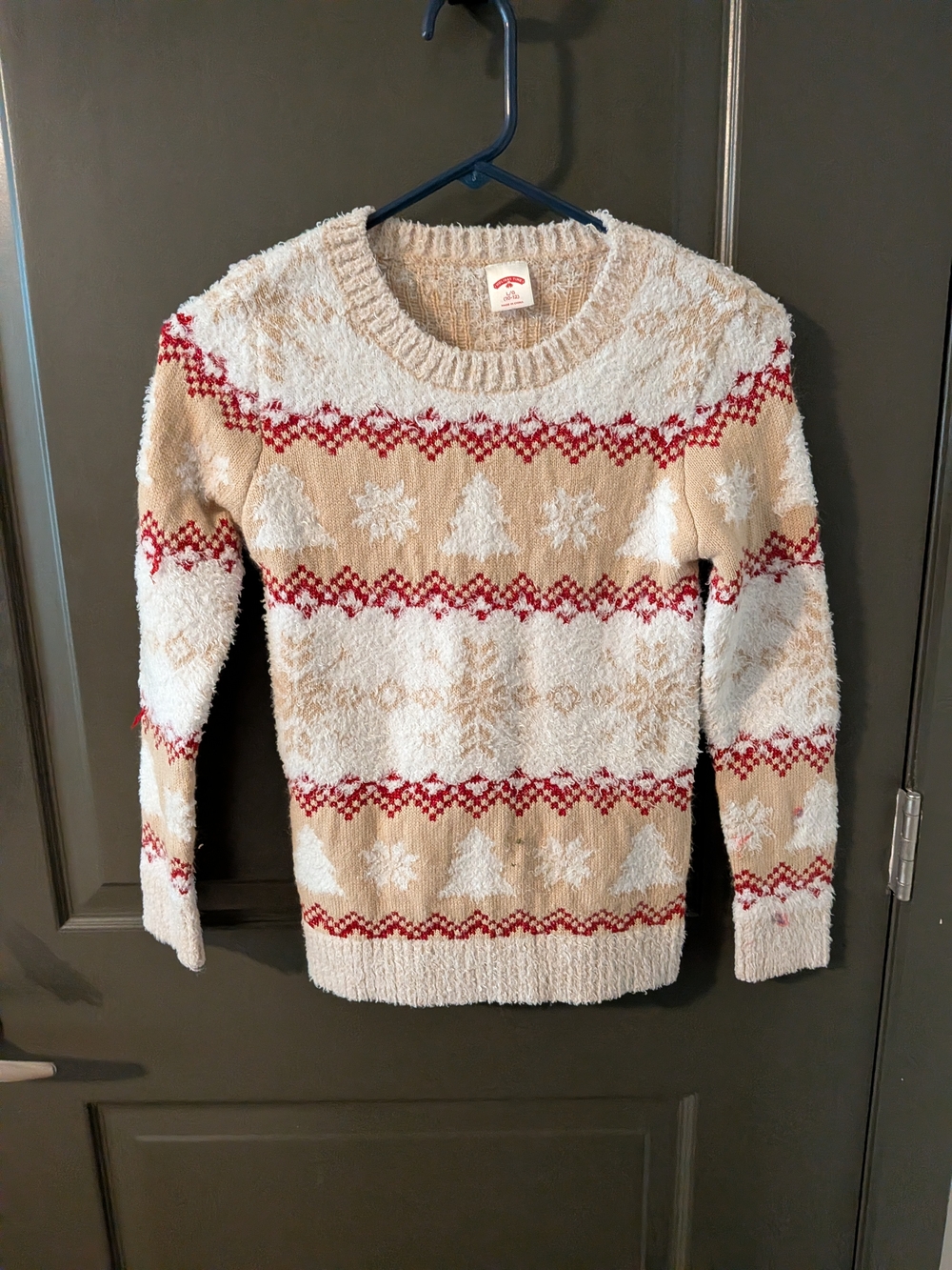 Holiday Time Cream and Red Holiday Crewneck Sweater
